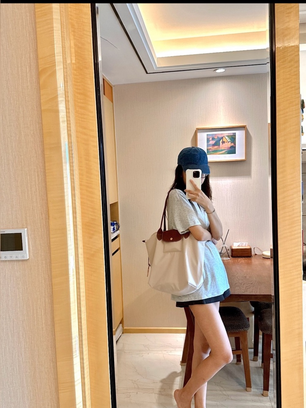 Longchamp Le Pliage large tote bag paper white color